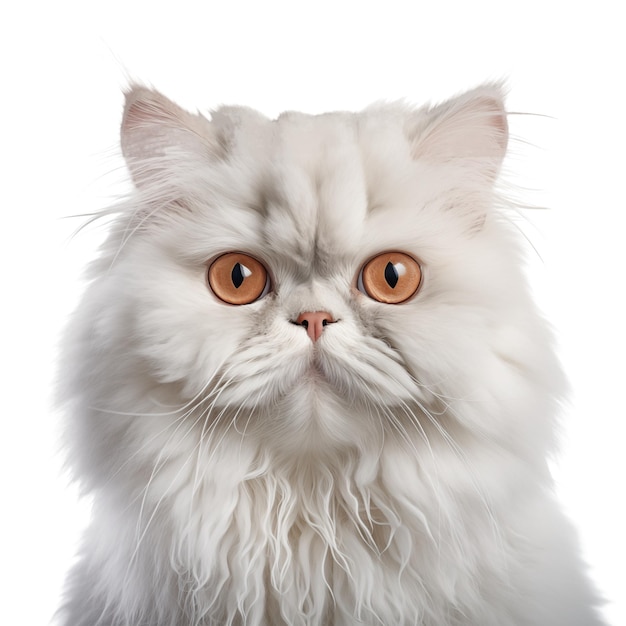 A persian cat is cut out on a transparent background white cat mockup for inserting into a design or