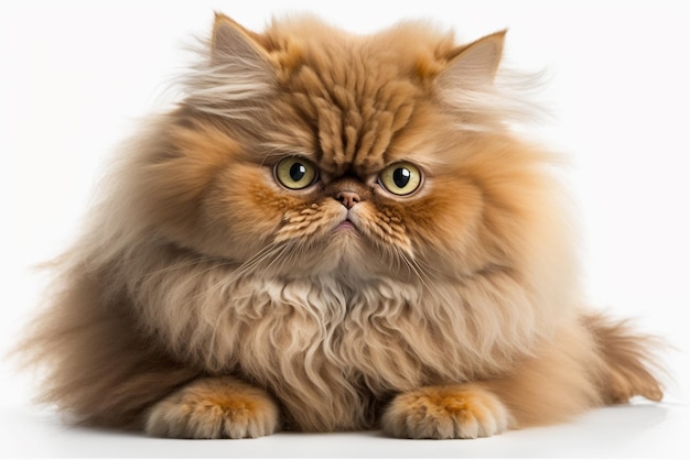 A Persian Cat Isolated on a Pure White Background