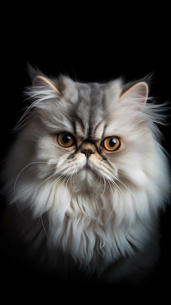 A persian cat with yellow eyes