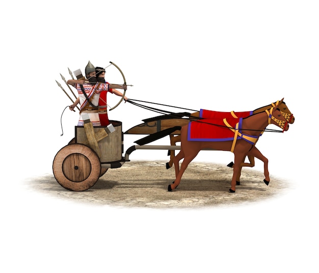 персидская колесница, 3d визуализация, иллюстрация