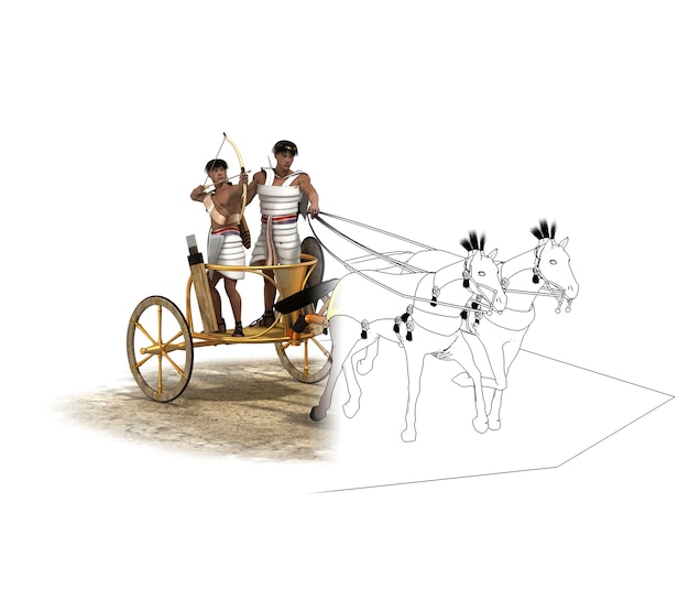 Photo persian chariot 3d render illustration