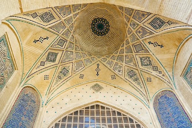 Persian dome ceiling brick and mosaic tiles pattern