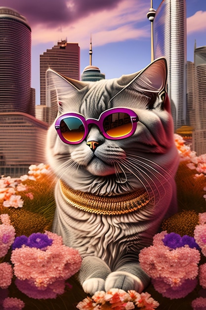 Persian grey cat in toronto wearing sunglasses