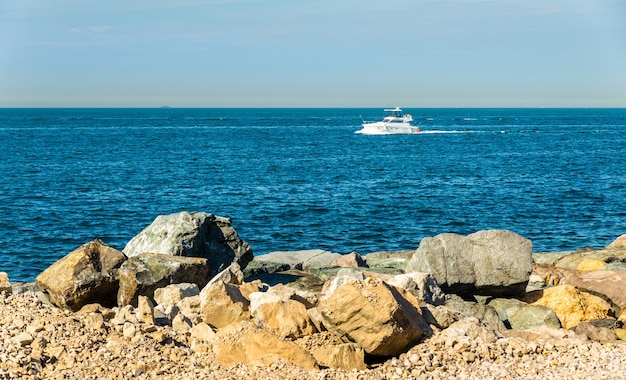 Persian Gulf near Palm Jumeirah island in Dubai, UAE