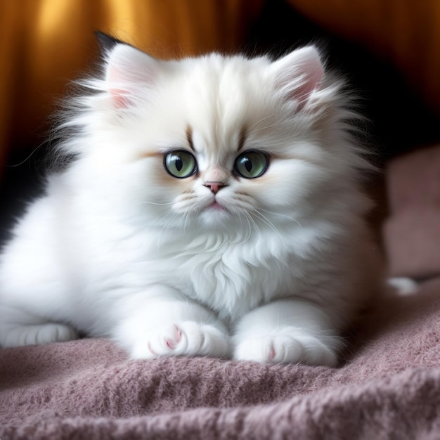 Persian kitten kawaii white cat kid animal pet Blue eyes