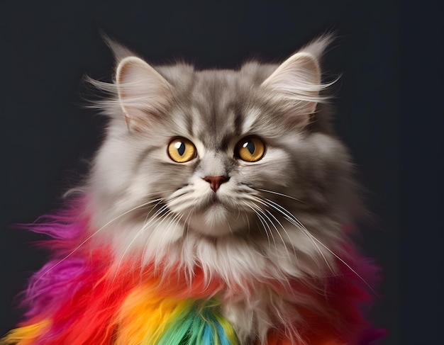 Persian kitten in pride parade Concept of LGBTQ pride AI generated