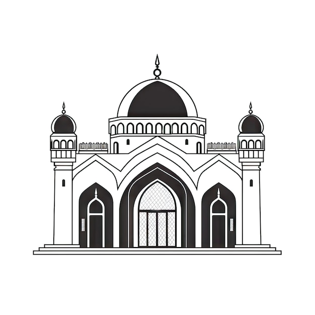 Foto tempio persiano icon asia palazzo isolato antica moschea silhouette castello persiano storico progettazione minima edificio del tempio esterno su sfondo bianco ai illustrazione generativa