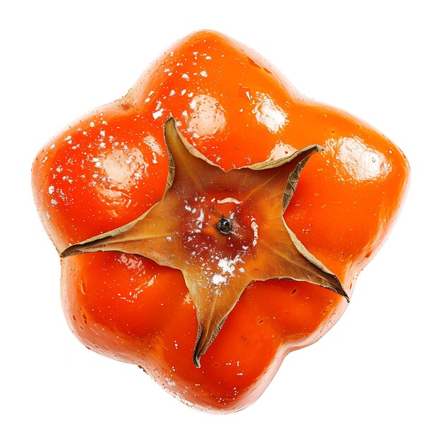 Photo persimmon fruit in star shaped slides and soaring with vibra isolated photoshoot clean blank bg