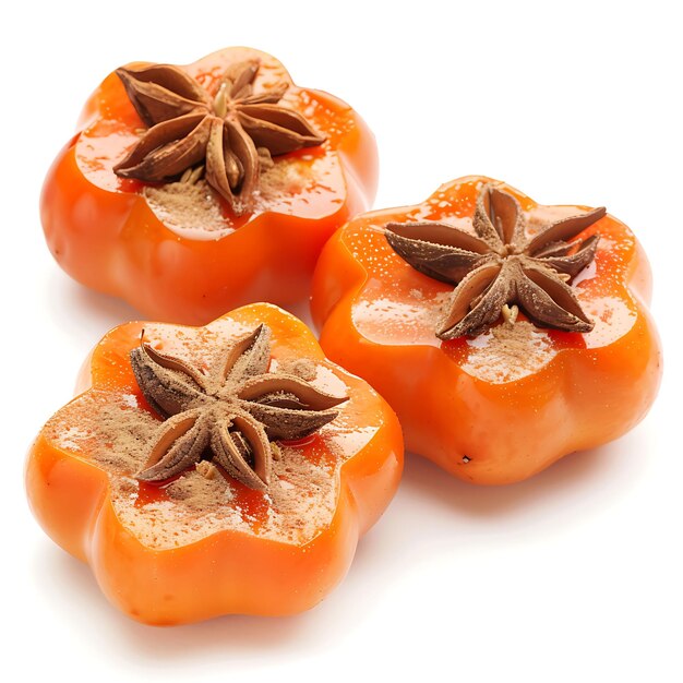 Persimmon Fruit in Star Shaped Slides and Soaring With Vibra Isolated Photoshoot Clean Blank BG