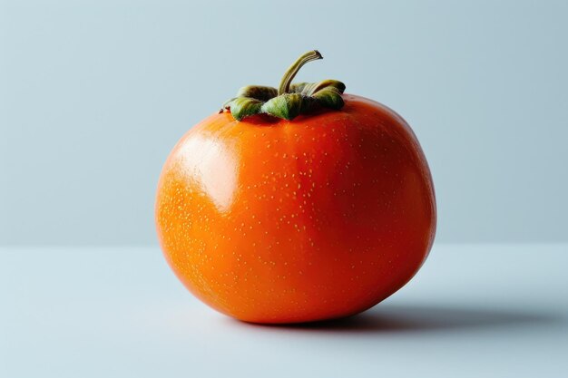 persimmon with a smooth skin and a orange flesh with a green calyx on top