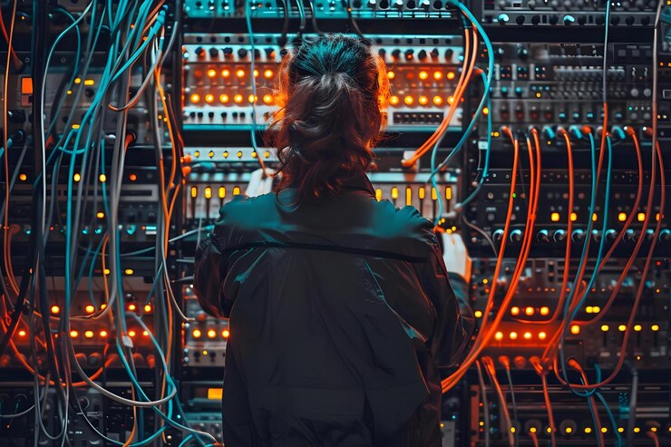 फोटो a person analyzing and troubleshooting computer network systems focusing on lan wan and internet segments concept computer network systems lan troubleshooting wan analysis internet connectivity