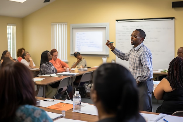 Person attending a financial literacy class at a community center