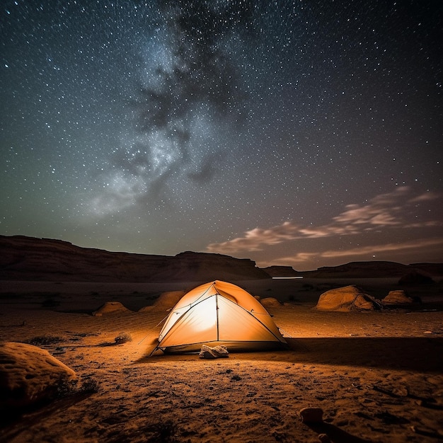 person camping in the desert