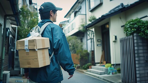 Photo a person carrying a box that says quot a box quot on it