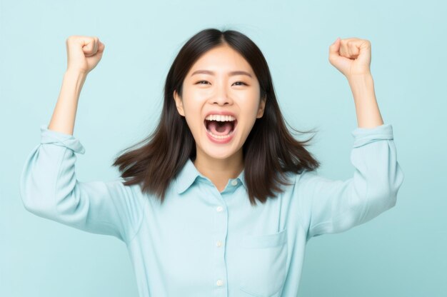 Photo person celebrating a victory or success concept