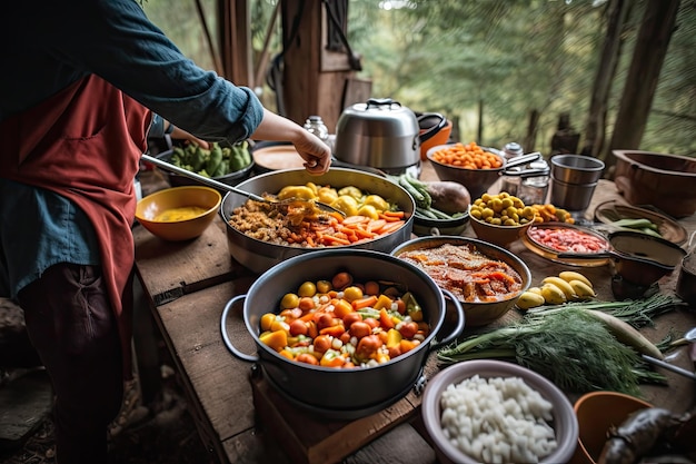 Premium Photo | Person cooking healthy meal with ingredients from local farm stand created with generative ai