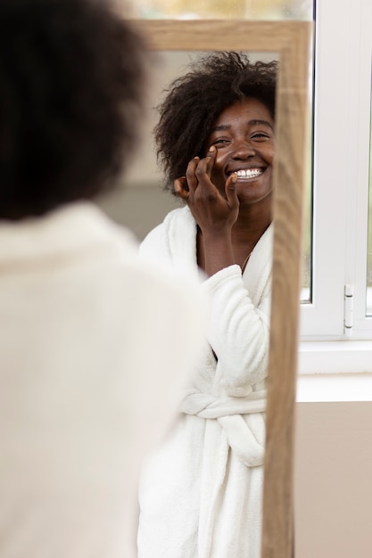 Photo person doing selfcare beauty treatments