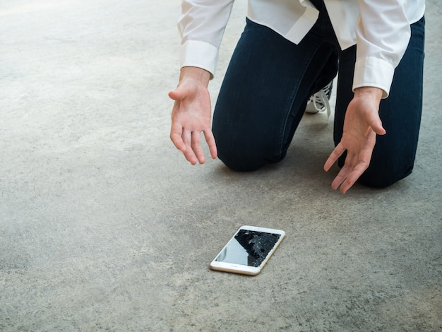 Person Droped Smartphone on Floor