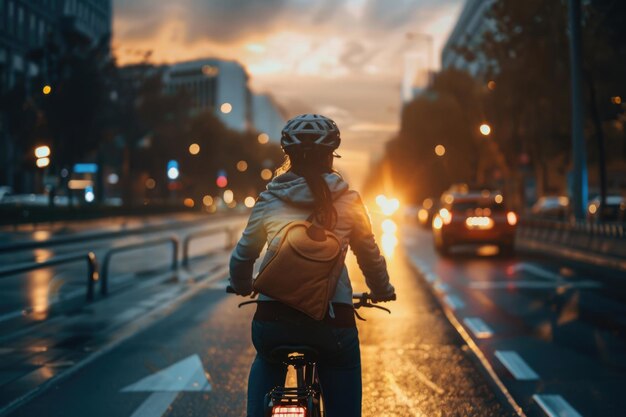 自転車で街を探検する人