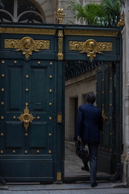 person in front of a door