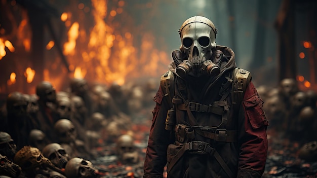 A person in a gas mask