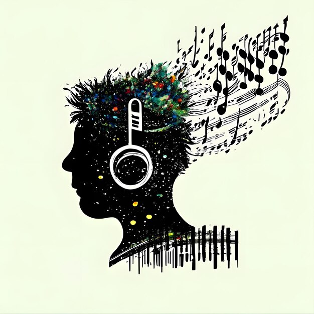 Photo person get inspiration of music illustration