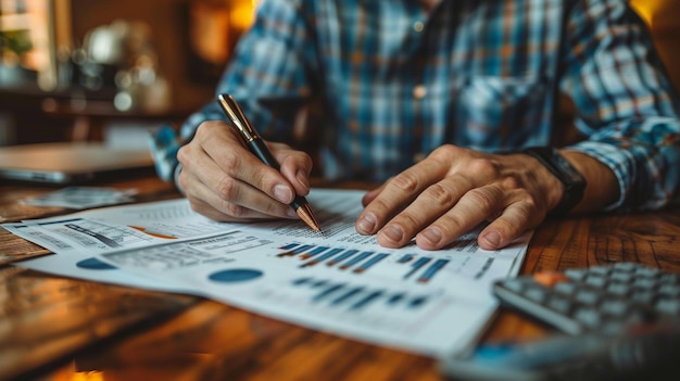 Photo a person handing over financial reports wallpaper