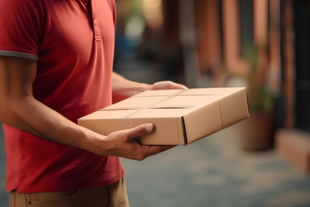 A Person Handing out a Delivery Box of Papers