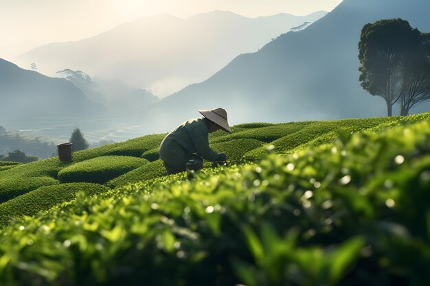 a person in a hat working in a field