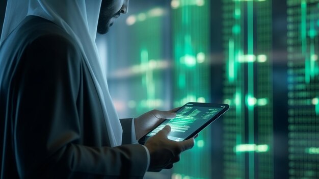 Person in Hijab Holding Tablet