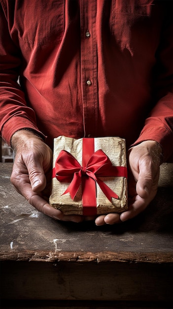 Фото Человек, обладающий подарком, созданным ии