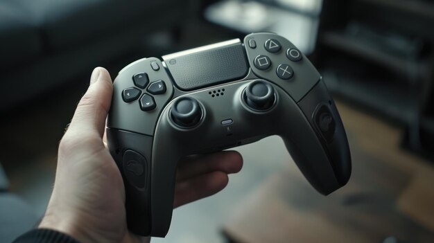 Photo a person holding a black controller that says quot joy quot