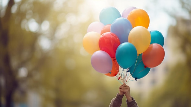 person holding a bouquet of balloons