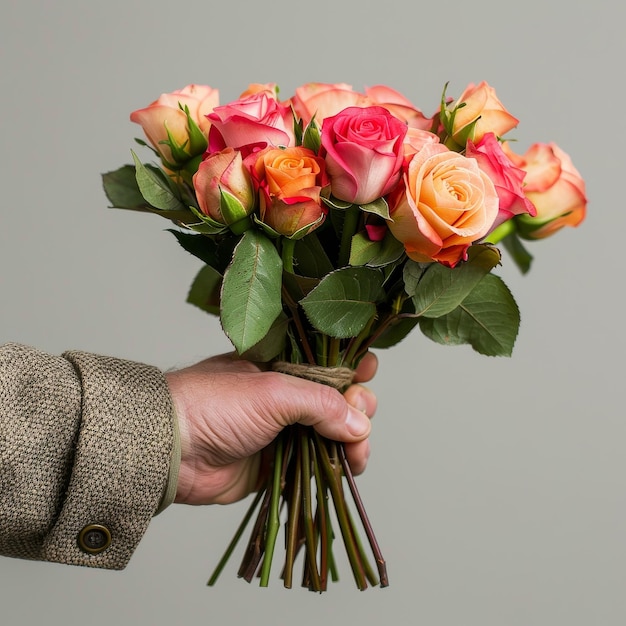 Person Holding Bouquet of Roses