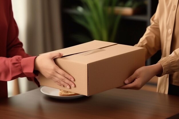 a person holding a box that says quot a cookie quot on it