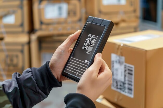 Person Holding Box With Scanner