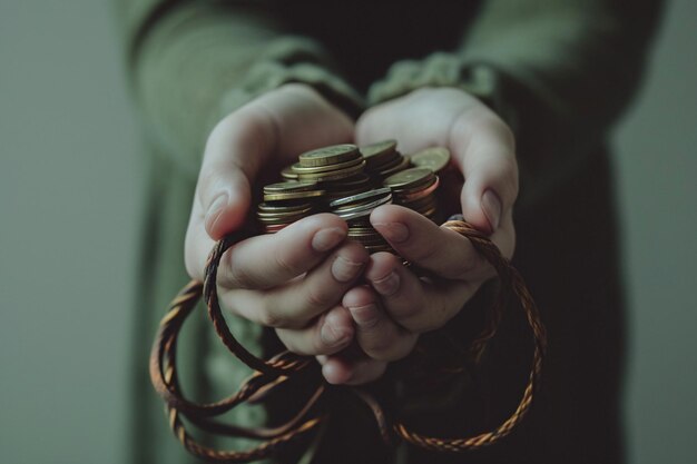 A person holding a bunch of coins Generative AI