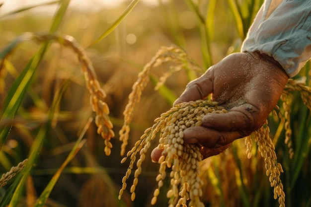 Person Holding Bunch of paddy