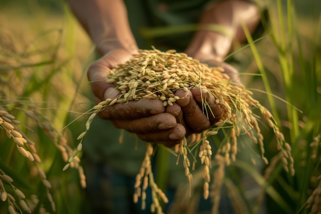 Person Holding Bunch of Rice