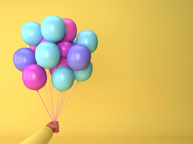 Человек, держащий разноцветные воздушные шары