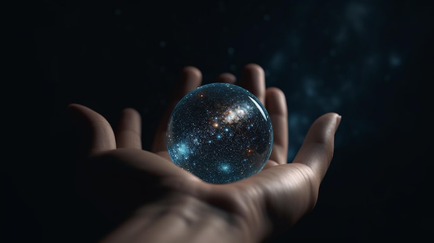 A person holding a crystal ball in their hand