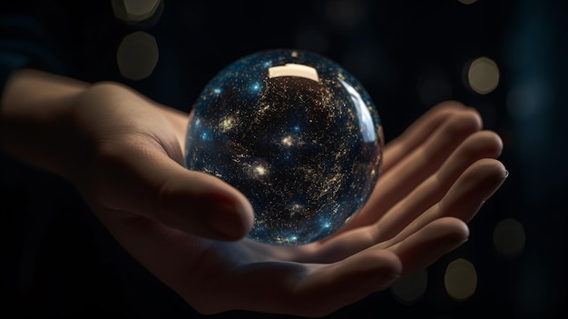 A person holding a crystal ball in their hands