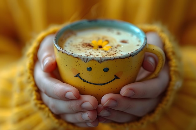 Person Holding Cup With Smiley Face