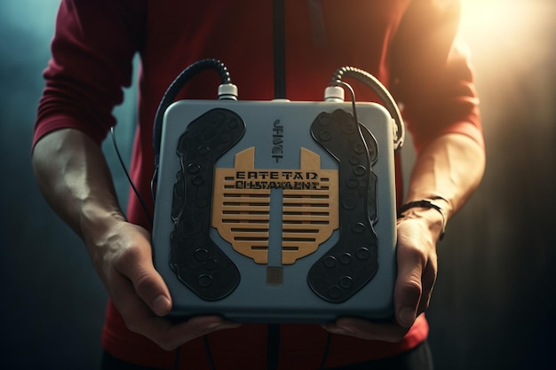 Photo a person holding a defibrillator paddles with generative ai