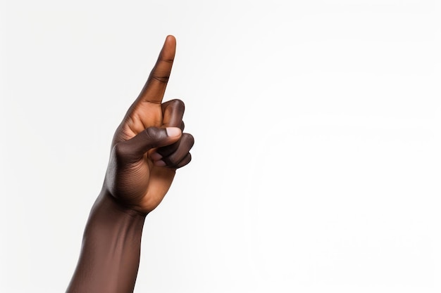 Person Holding a Finger Up in the Air on a White or Clear Surface PNG Transparent Background