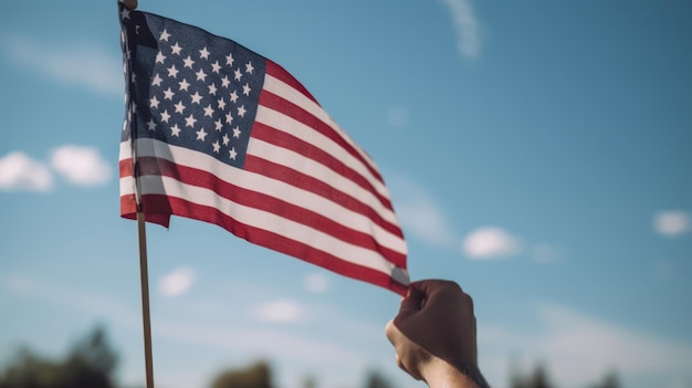 A person holding a flag that says usa on it