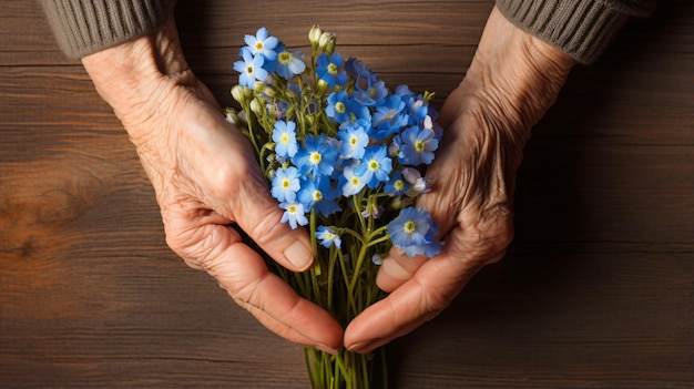 花の花束を持つ人