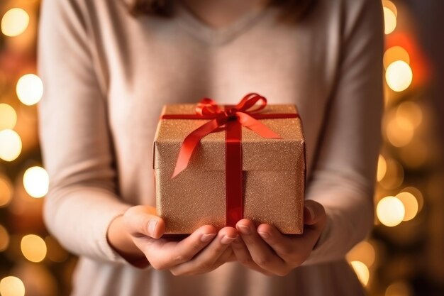 Person holding a gift box symbolizing a sign up bonus for christmas