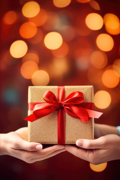 Person Holding Gift Box With Red Ribbon