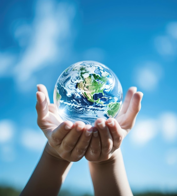 A person holding a glass globe in their hands